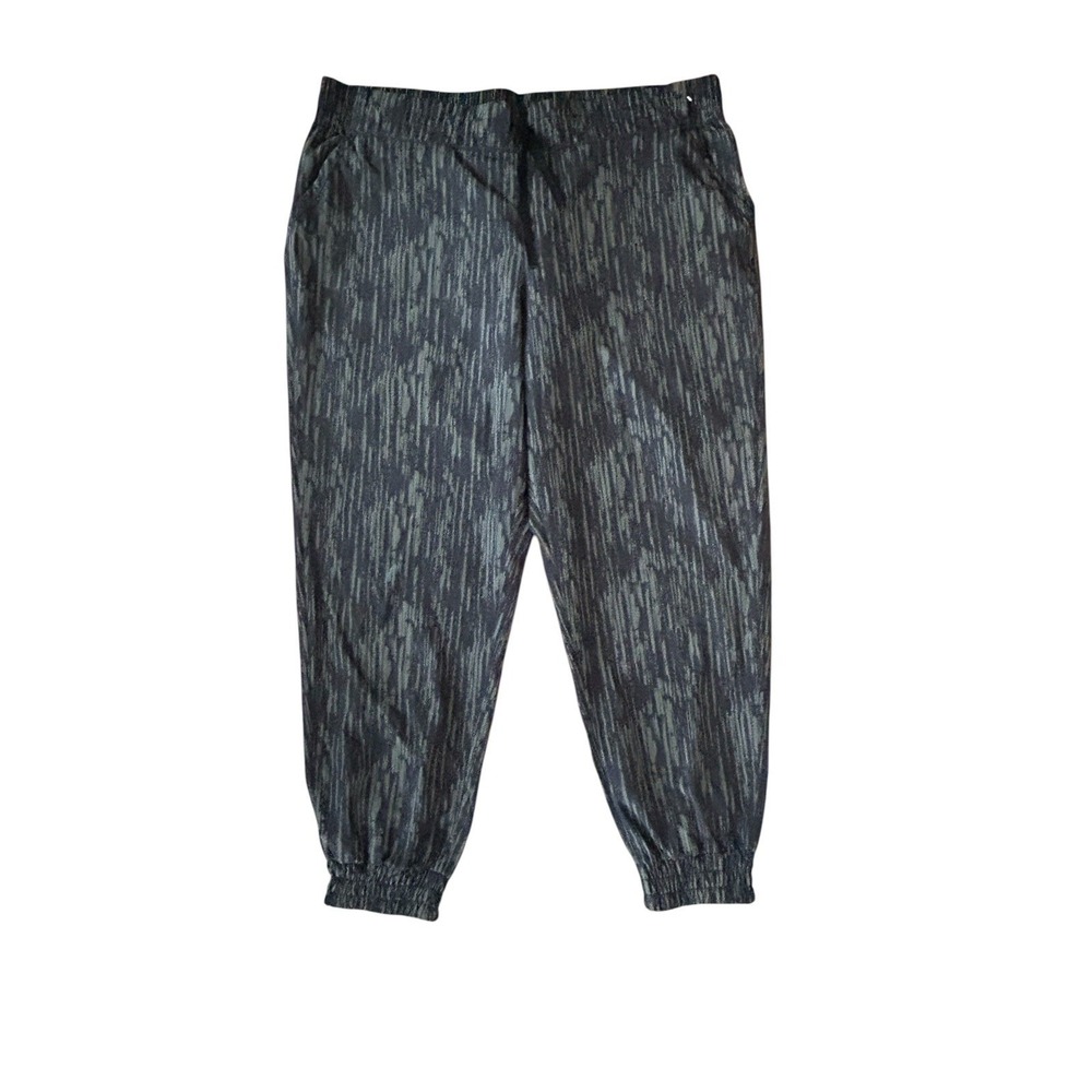 32 Degree Cool Drawstring Pullon Pants woman SZ XXL Black Gray Print